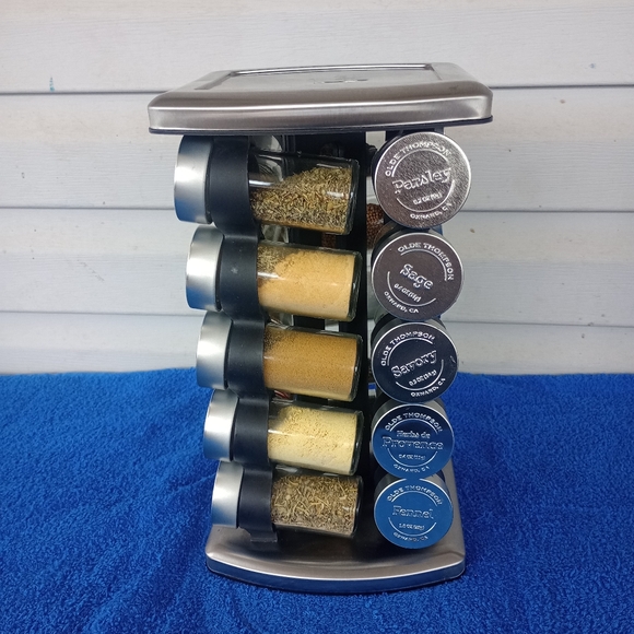 Olde Thompson Rotating Carrousel Spice Rack 20 Glass Jars. - Picture 2 of 11